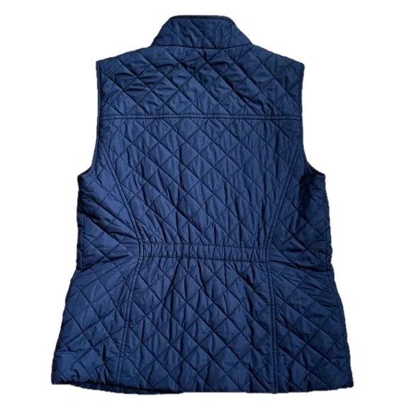 Talbots Diamond Quilted Navy Blue Lightweight Vest XS Fleece Lined Preppy Chore - Picture 5 of 7